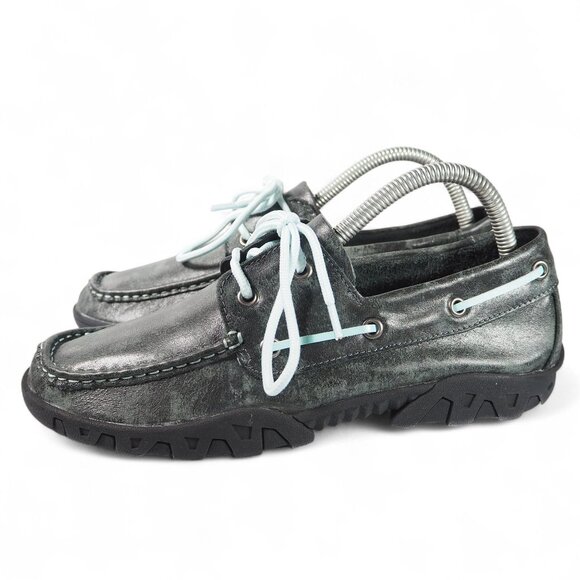 Ferrini Smoky Black Microsuede Moc Toe Leather Loafers Women's 8.5B 65322-49 - Picture 2 of 11